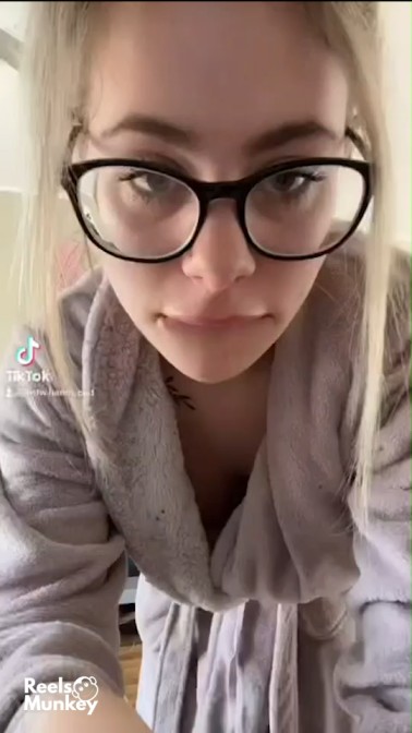 Hot classy girl with glasses stiping down naked on tiktok