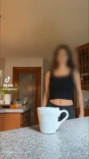 Pretty girl sipping her morning coffee naked on TikTok