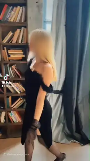 Sexy scholar girl in her tight gown getting in action on a library