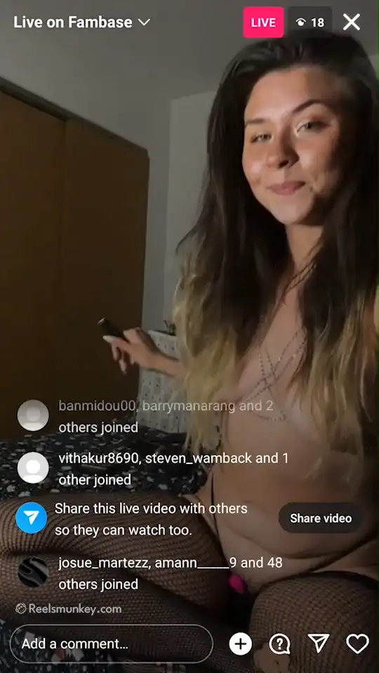 Sexy babe chatting on Instagram live only wearing a thong