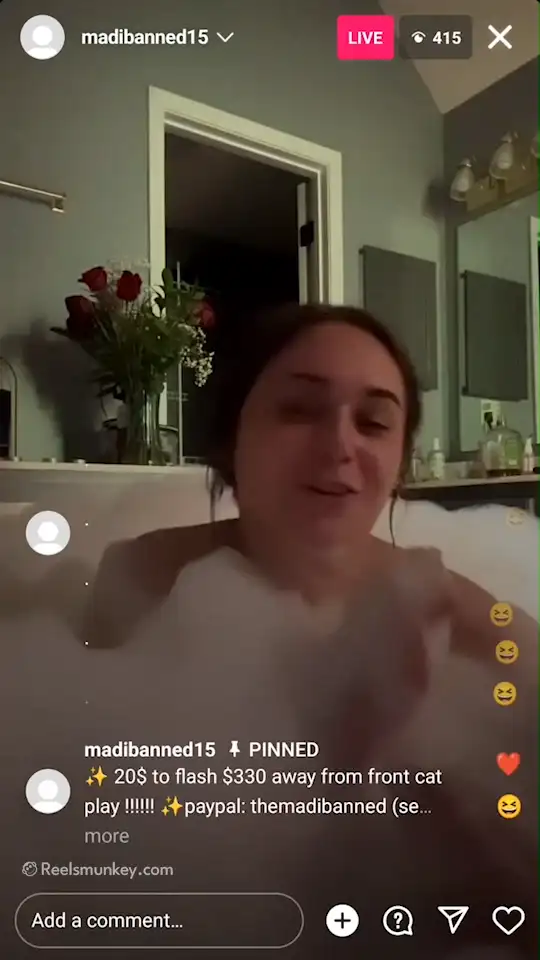 Big tits Madie does a foam bath on Instagram Live