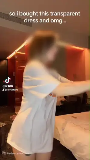 Beautiful girl trying out her new transparent dress on NSFW TikTok