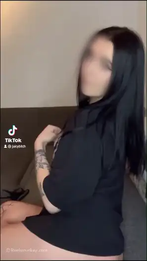 Pierced tit goth girl goes naked flashing her nudes on TikTok