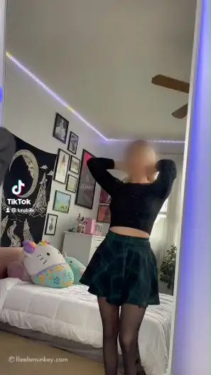 Beautiful blonde goes naked Infront of a NSFW TikTok mirror