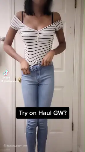 Petite ebony girl doing a Try on Haul in TikTok Porn