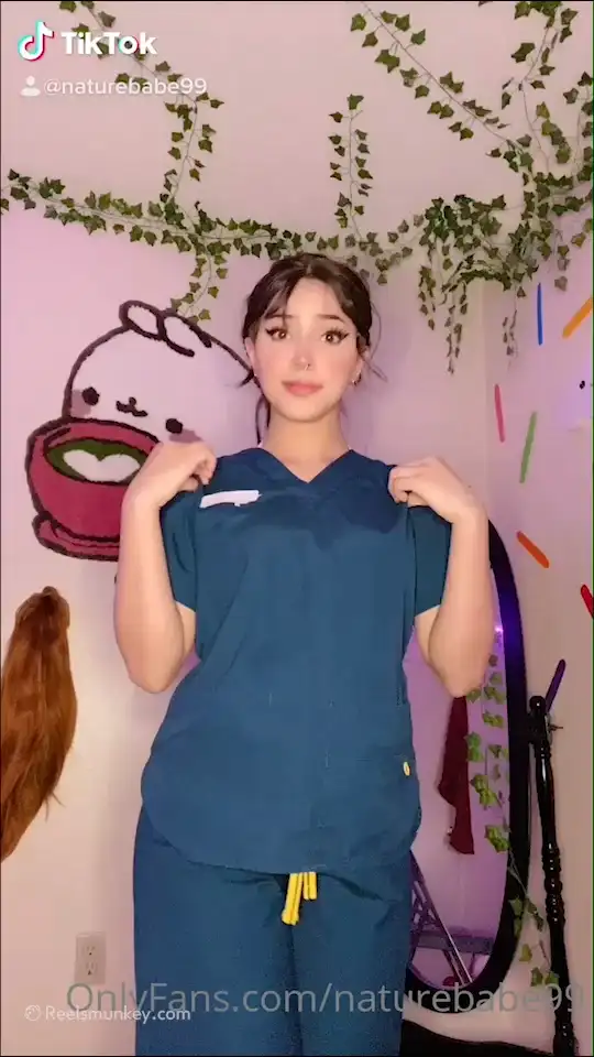 Sexy nurse drops her nudes and fingering on TikTok